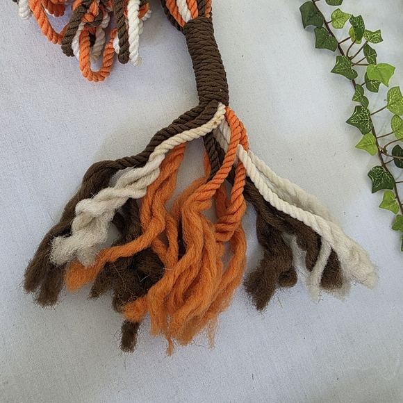 Orange Brown White Macrame Plant Holder Hanger - Picture 7 of 10